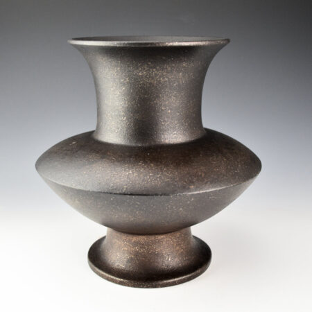 Alternative view of Vigil, Robert - 8.5" Tall Black Micaceous Jar with Sharp Shoulder (Nambe)