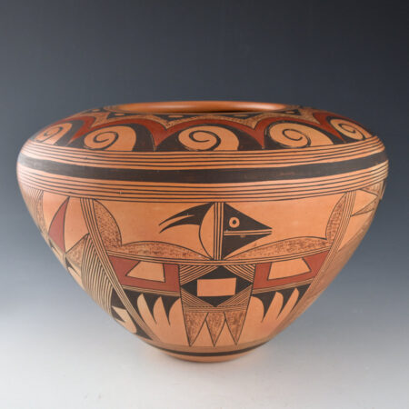 Huma, Rondina - Large Bowl with Hopi Birds and Swirling Clouds (1970s)