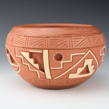 Herrera, Rosita - Bowl with Carved Sun and Mesa Designs (1970s)