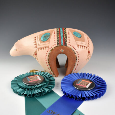 Sanchez, Russell  - 10" Long Polychrome Bear with Cloud Designs and 186 Inset Stones, Ribbons