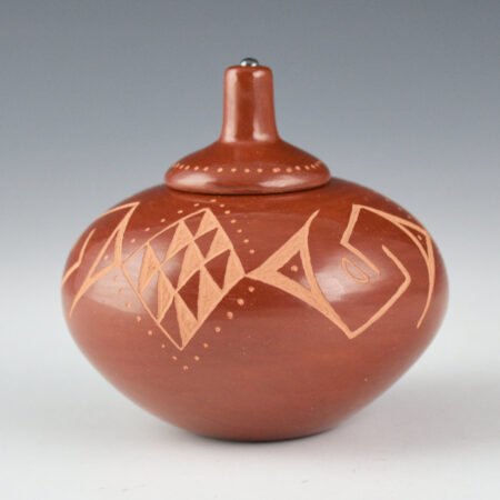 Sanchez, Russell  -  Deep Red Bowl with Interlocking Clouds and Lid