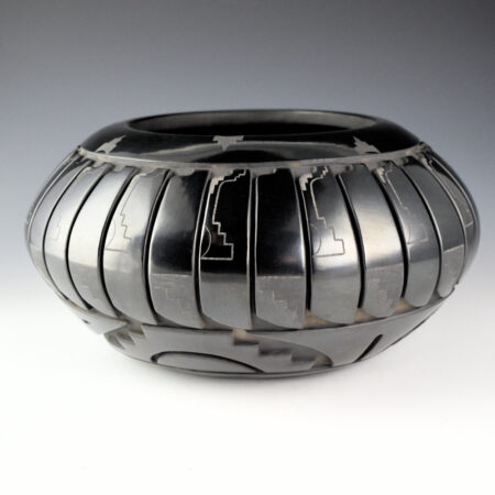 Roller, Ryan - 10" Wide "Rising to the Sky" Bowl with 32 Feathers, Carved Sun, and Avanyu
