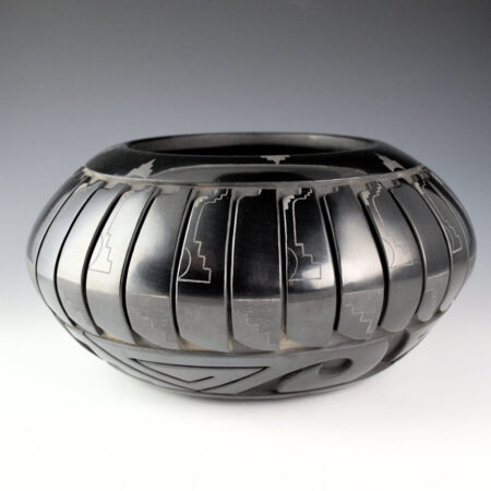 Alternative view of Roller, Ryan - 10" Wide "Rising to the Sky" Bowl with 32 Feathers, Carved Sun, and Avanyu
