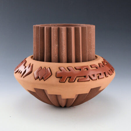 Alternative view of Lugo, Sergio - "Turning Time" Carved Jar with Avanyu and Melon Ribs