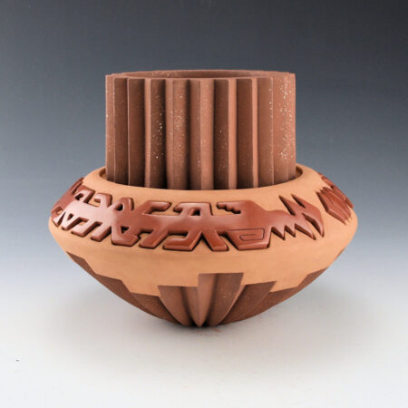 Lugo, Sergio - "Turning Time" Carved Jar with Avanyu and Melon Ribs