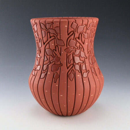 Tafoya, Stephanie - "Unveiled" Water Jar with 112 Polished Aspen Leaves