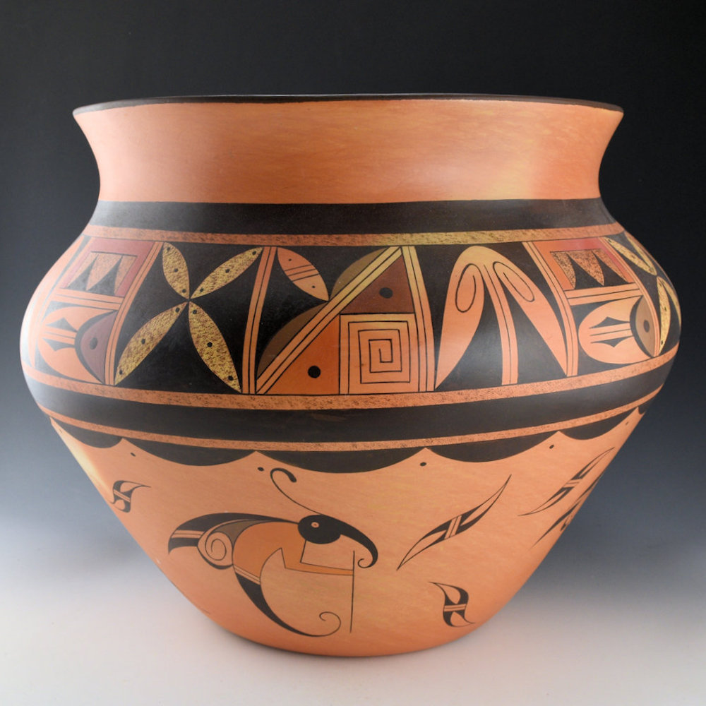 Setalla, Stetson - 15" Wide Jar with Flowers and Butterfly Figures - Image 3