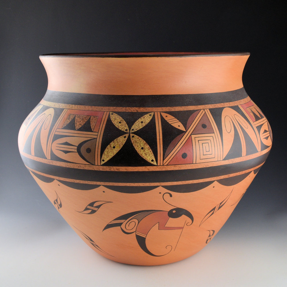 Setalla, Stetson - 15" Wide Jar with Flowers and Butterfly Figures - Image 4