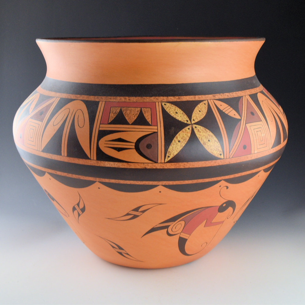 Setalla, Stetson - 15" Wide Jar with Flowers and Butterfly Figures - Image 5