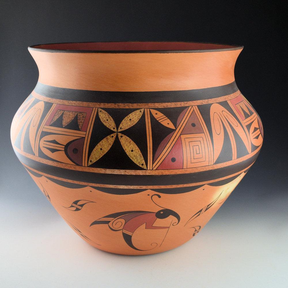 Setalla, Stetson - 15" Wide Jar with Flowers and Butterfly Figures