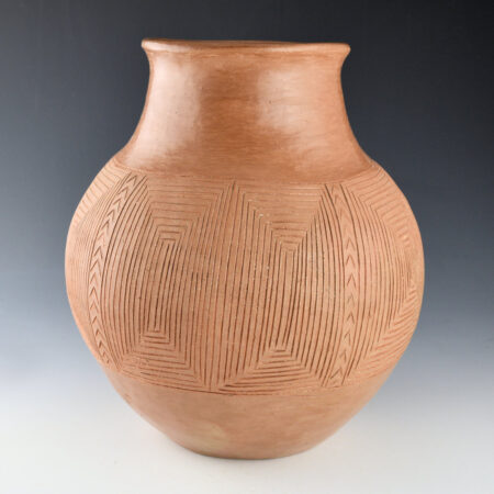 Montoya, Tomasita - Large Tan Potsuwi'i Incised Water Jar (1930's)