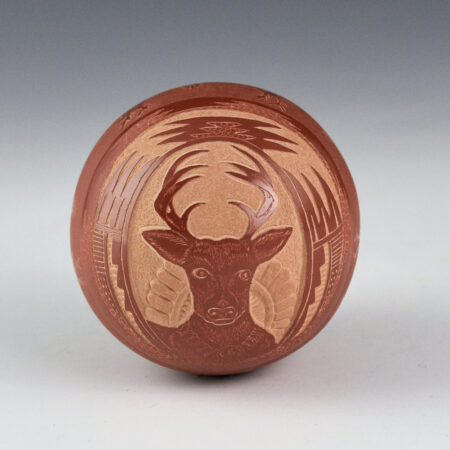 Alternative view of Medicine Flower, Grace - Seedpot with Realistic Deer and Five Running Deer (1992)