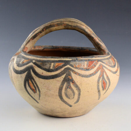 Unsigned - San Ildefonso Polychrome Bowl with Handle (1915-20)