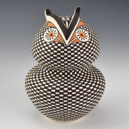 Antonio, Frederica - Checkerboard Double Lobe "Owl" Jar